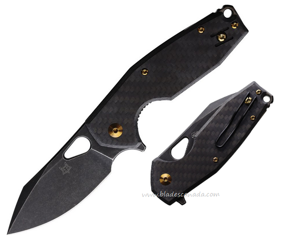 Fox Yaru Flipper Folding Knife, M390 Black SW, Carbon Fiber, 527LICF