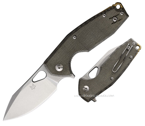Fox Yaru Flipper Folding Knife, M390 SW, Micarta OD Green, FX-527LI MOD