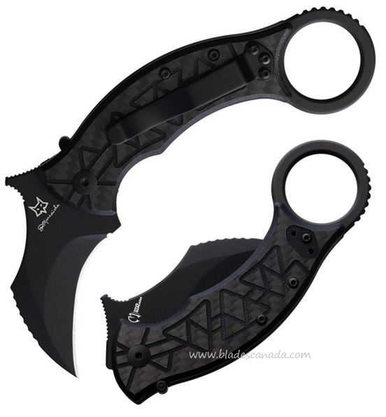 Fox Italy Tribal K Karambit Folding Knife, Bohler N690, G10 w/CF Onlay, FX-802 CG10