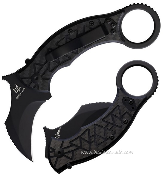 Fox Italy Tribal K Karambit Folding Knife, Bohler N690, G10 w/CF Onlay, FOX802CG10