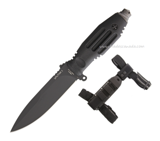 Fox Sputnik 11 Fixed Blade Knife, N690 Black CeraKote, Nylon Sheath, FOX811B