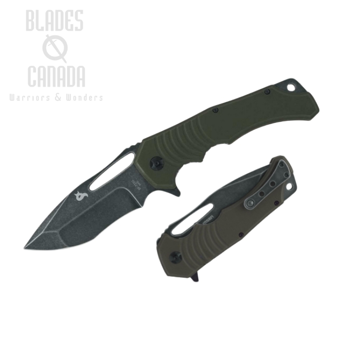 (image for) BlackFox Hugin Flipper Folding Knife, 440C, G10 Olive Green, BF-721G