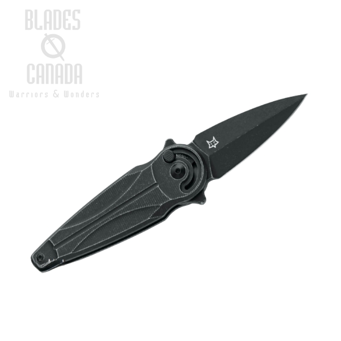 (image for) Fox Italy Saturn Flipper Folding Knife, Left Handed, N690 Black, Aluminum Black, FX-551 SX ALB