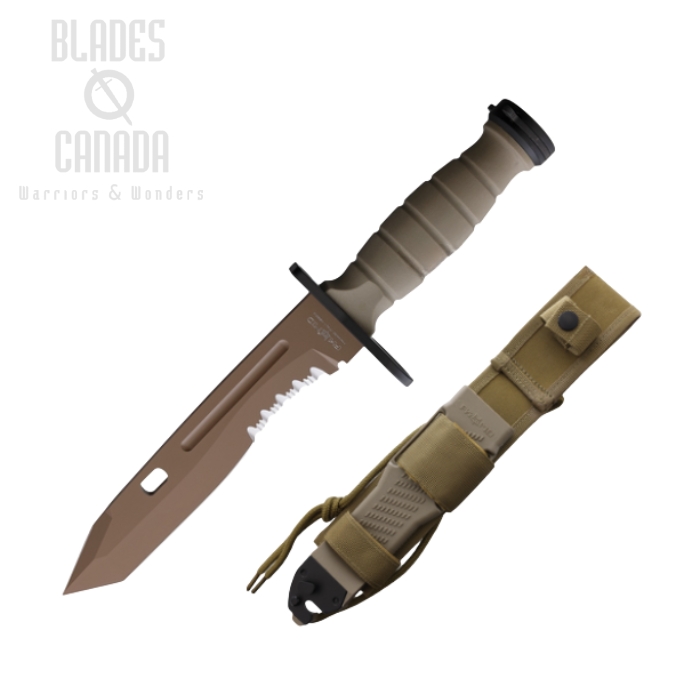 (image for) Fox Italy Oplita Combat Fixed Blade Knife, N690 Coyote, Coyote Handle, FX-3003