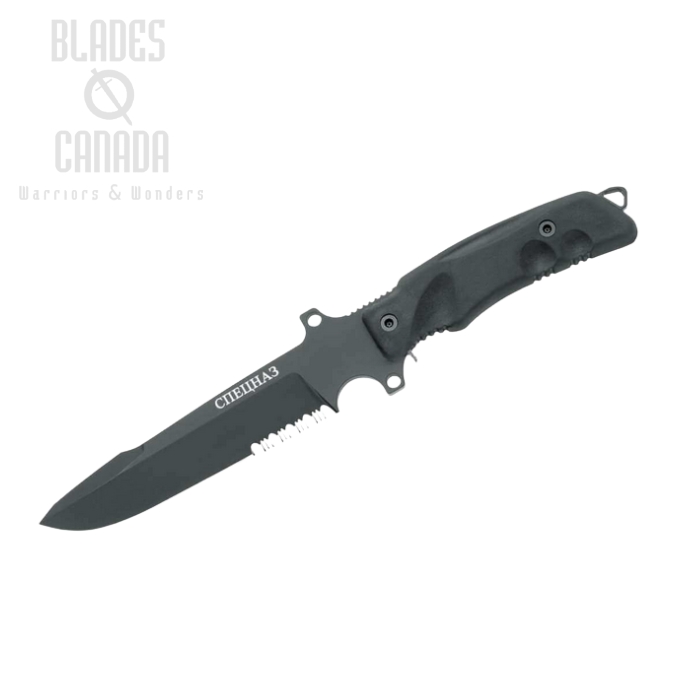 (image for) Fox Italy FXMD Predator Spetsnaz Fixed Blade Knife, N690 Serrated, Nylon Sheath, FX-G4BS