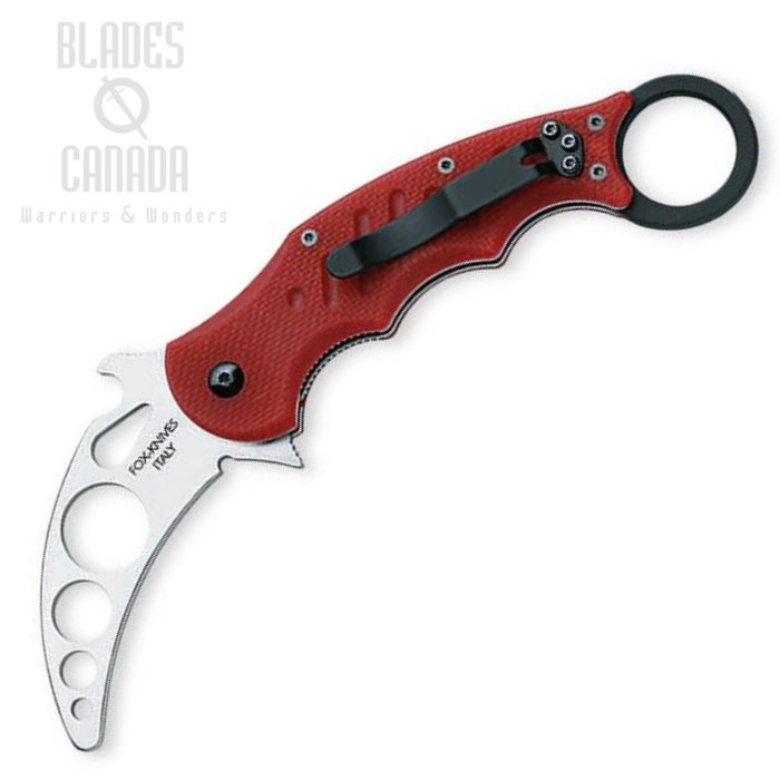 Fox Italy Karambit Flipper Folding Training Knife, Stainless Steel, G10 Red, 479 TK