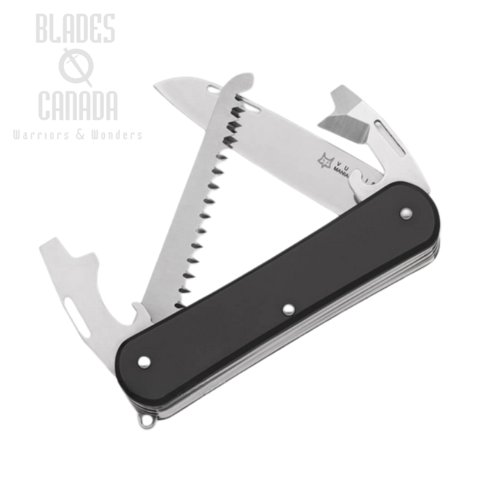 (image for) Fox Italy Vulpis Slipjoint Multitool Knife, N690, Aluminum Black, FX-VP130-S4 BK