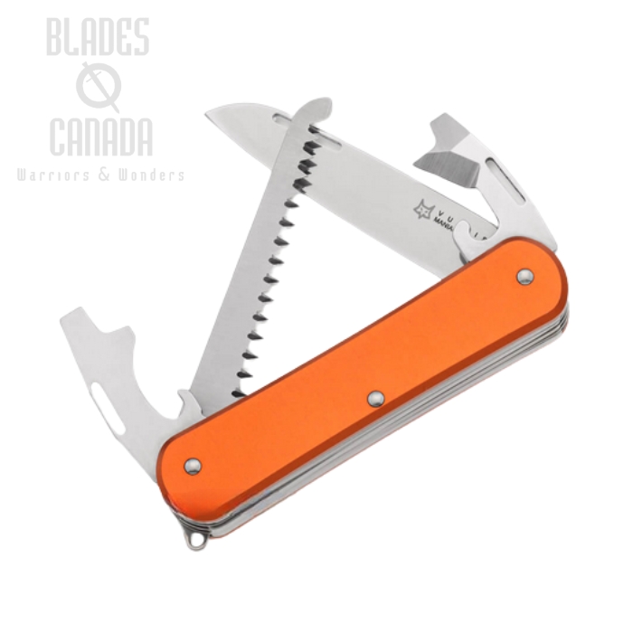 (image for) Fox Italy Vulpis Slipjoint Multitool Knife, N690, Aluminum Orange, FX-VP130-S4 OR