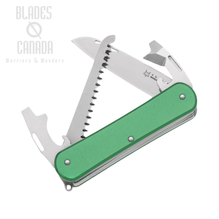 (image for) Fox Italy Vulpis Slipjoint Multitool Knife, N690, Aluminum Green, FX-VP130-S4 OD