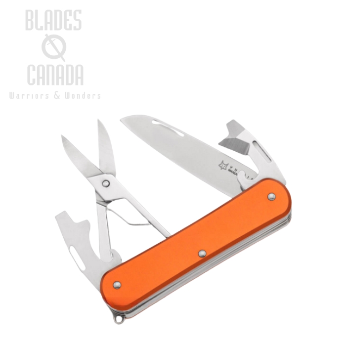 (image for) Fox Italy Vulpis Slipjoint Multitool Knife, N690, Aluminum Orange, FX-VP130-F4 OR