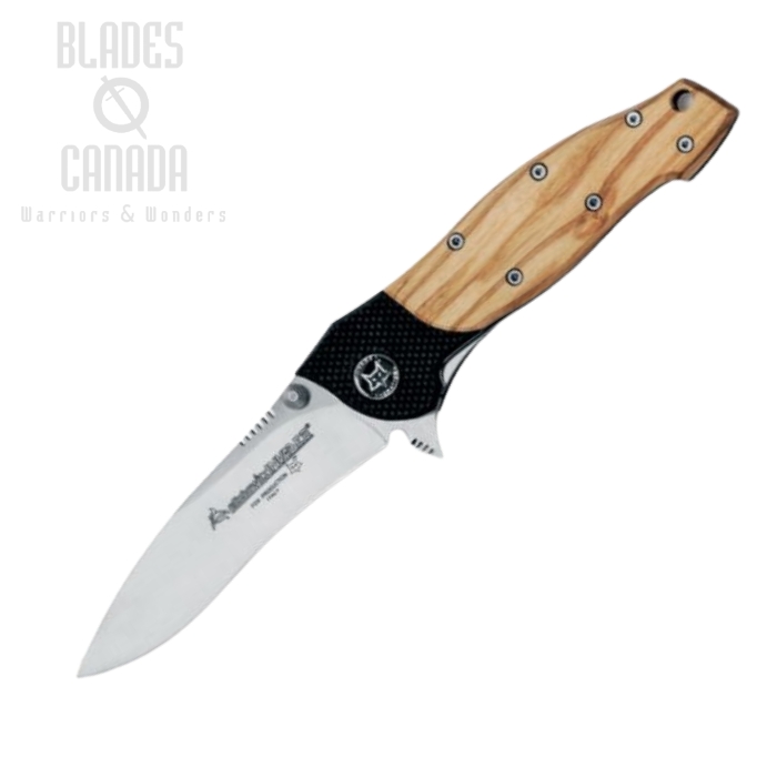 (image for) Fox Italy Elishewitz Flipper Folding Knife, 440C, Olive Wood, FX-460