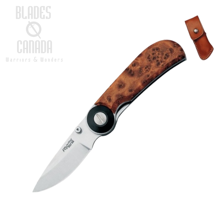 (image for) Fox Italy Folding Knife, 440C, Thuya Wood, Leather Sheath, Fox 1494RT
