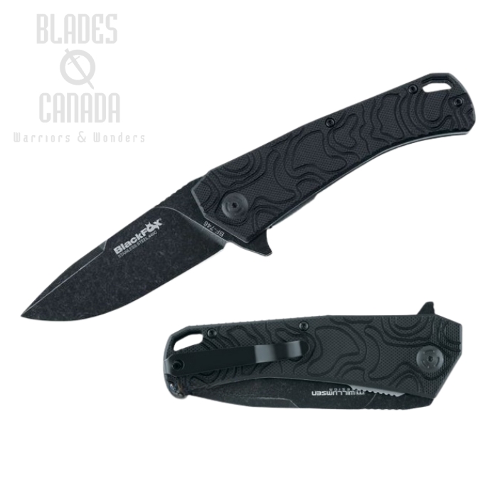(image for) BlackFox Echo Flipper Folding Knife, 440C, G10 Black, BF-746