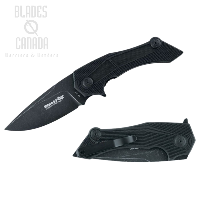 (image for) BlackFox Munim Flipper Folding Knife, 440C, G10 Black, BF-747