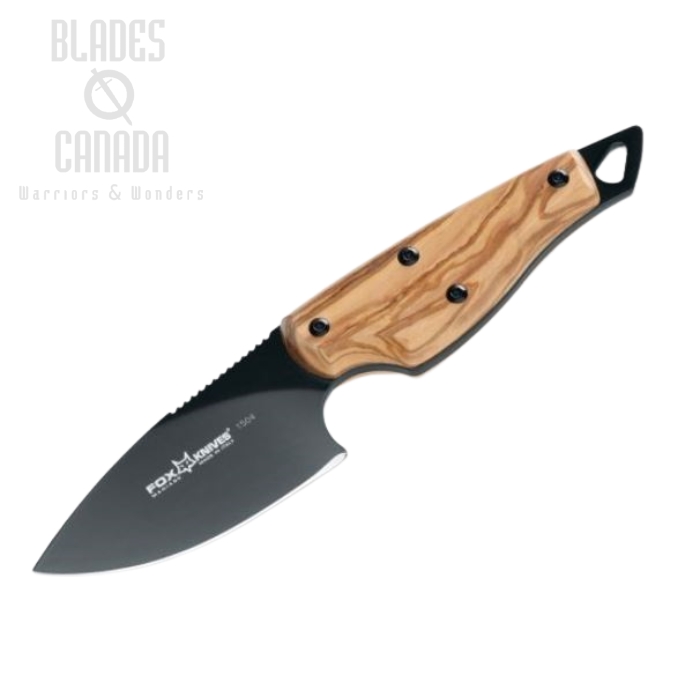 (image for) Fox Italy European Hunter Fixed Blade Knife, N690, Olive Wood, Leather Sheath, 1504 OL