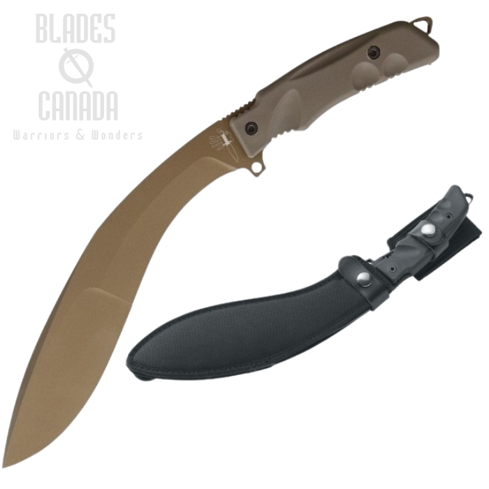 (image for) Fox Italy Extreme Tactical Kukri Machete, N690Co Bronze, Nylon Sheath, FX-9CM04 BT