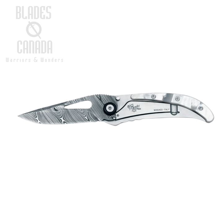 (image for) Fox Italy Big Trendy Damasco, Mother of Pearl Framelock Folder, Damascus Blade, 435DMOP
