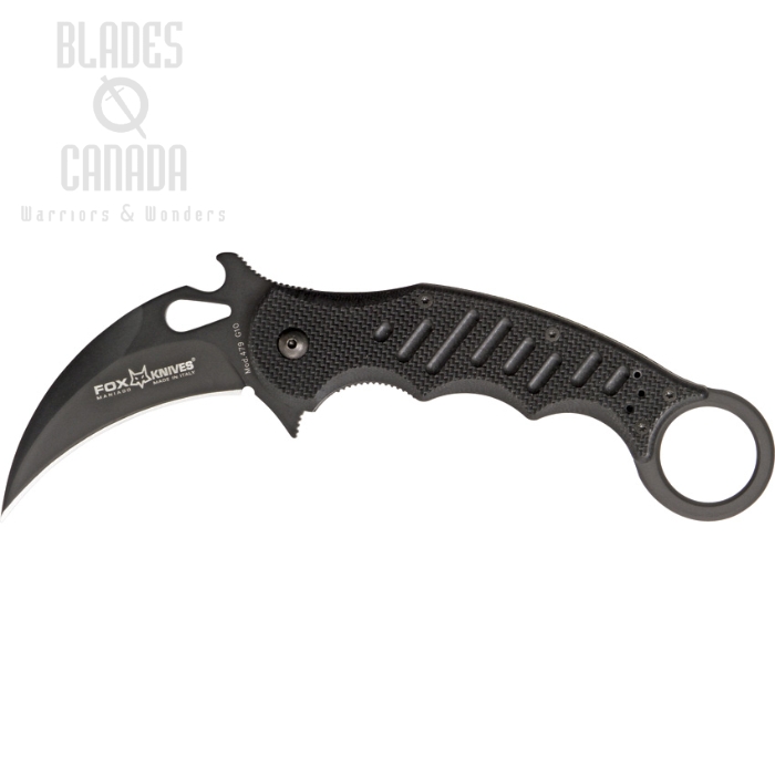 (image for) Fox Italy Karambit Flipper Folding Knife, Wave Opening, N690Co, G10 Black, 479