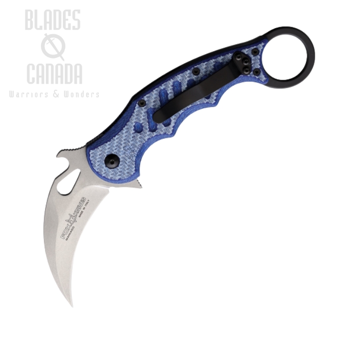 (image for) Fox Italy Karambit Flipper Folding Knife, N690 SW, G10 Blue/Carbon Fiber, 479BLTSW