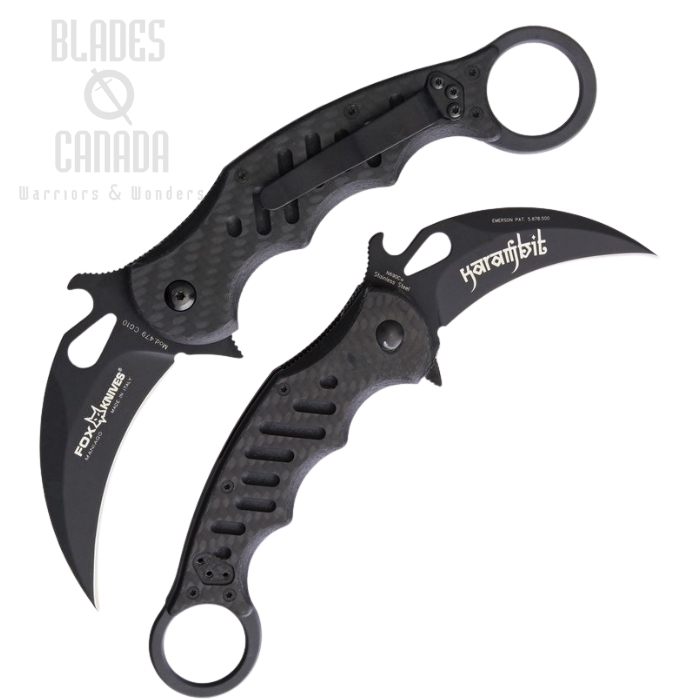 (image for) Fox Italy Karambit Folding Knife, Wave Opening, N690Co, CF/G10, 479CG10