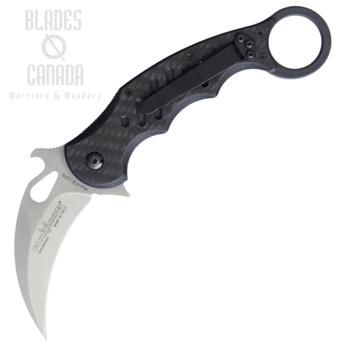 (image for) Fox Italy Karambit Folding Knife, Wave Opening, N690Co, CF/G10, 479CG10SW