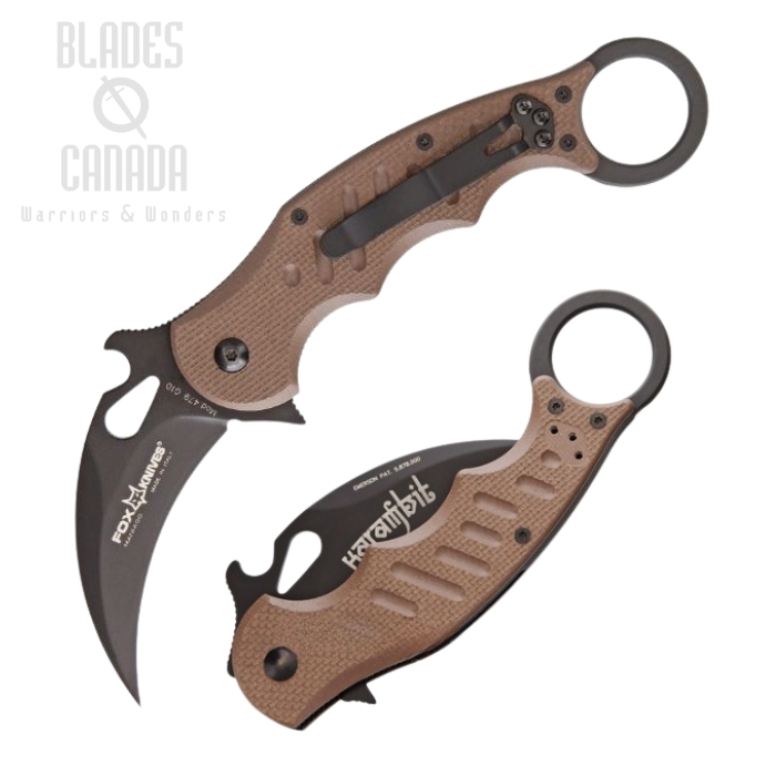 (image for) Fox Italy Karambit Flipper Folding Knife, Wave Opening, N690Co, G10 Dark Earth, 479E
