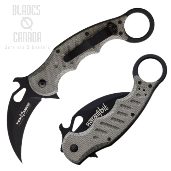 (image for) Fox Italy Karambit Folding Knife, Wave Opening, N690, Micarta Green, 479MI