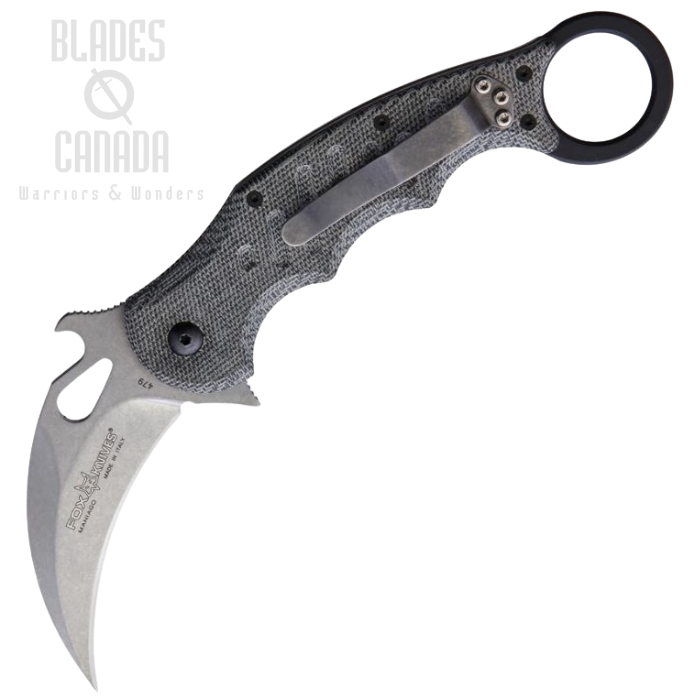 (image for) Fox Italy Karambit Folding Knife, Wave Opening, N690, Micarta Black, 479MIBSW