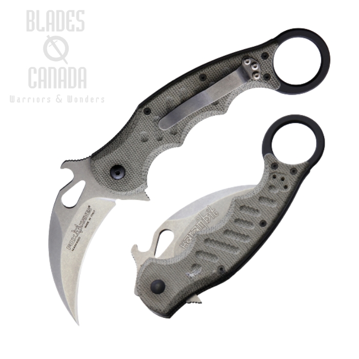 (image for) Fox Italy Karambit Flipper Folding Knife, N690 SW, Micarta Green, 479MISW