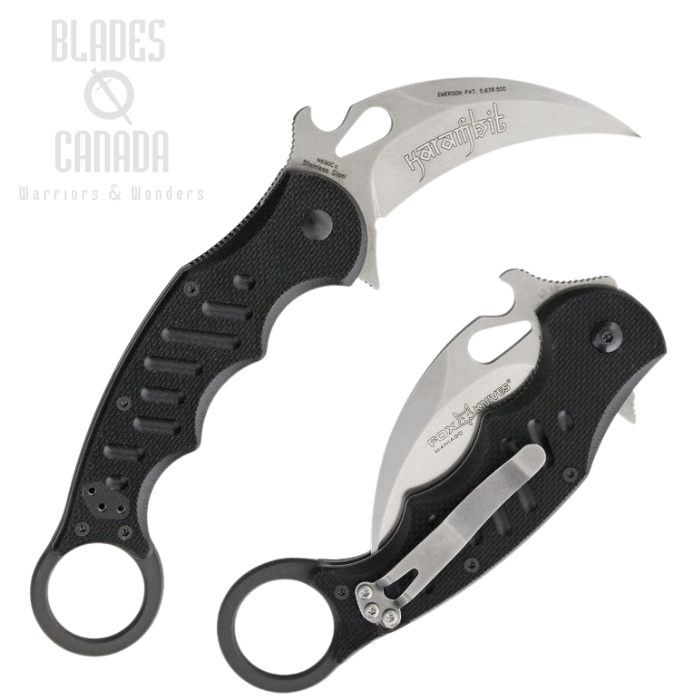 (image for) Fox Italy Karambit Flipper Folding Knife, Wave Opening, N690co, G10 Black, Fox479SW