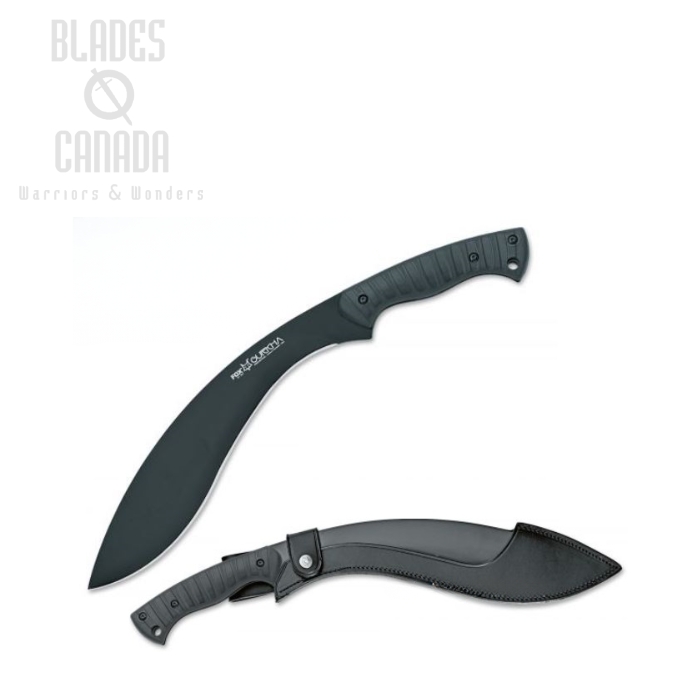 (image for) Fox Italy Gurkha Kukri Fixed Blade Knife, Stainless, FRN Black, Leather Sheath, 660