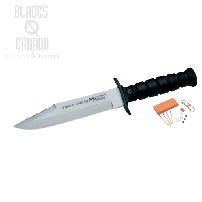 (image for) Fox Italy Explorer Fixed Blade Knife, 440A, Leather Sheath, 698