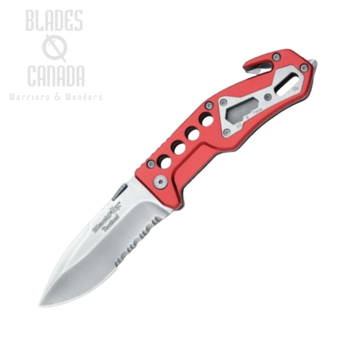 (image for) BlackFox BF-117 Tactical Rescue Folding Knife, 440A, G10 Red, Glass Breaker, BF-117