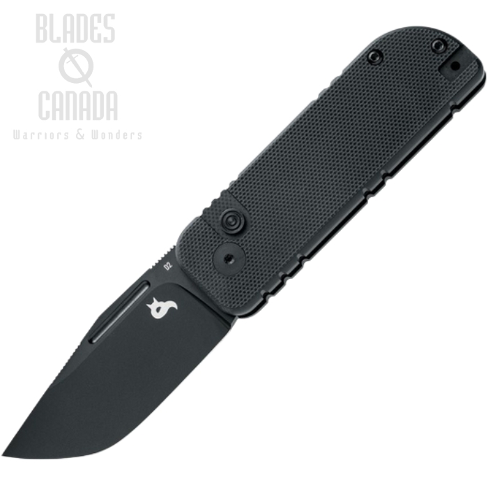 (image for) Black Fox NU-Bowie Button Lock Folding Knife, D2 Black, G10 Black, BF-758