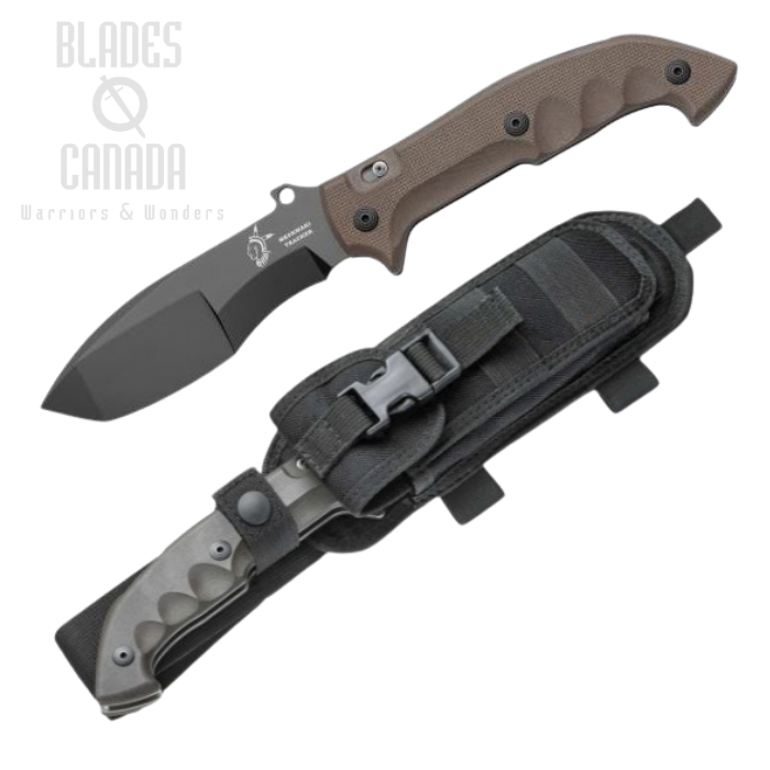 (image for) Fox Italy Meskwaki Tracker Folding Knife, N690, G10 Brown, Tan Sheath, FX-501