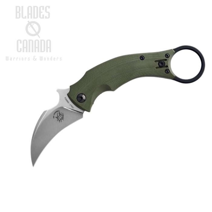 (image for) Fox Italy Black Bird Karambit Folding Knife, Wave Opening, N690, G10 Green, FX-591 ODSW