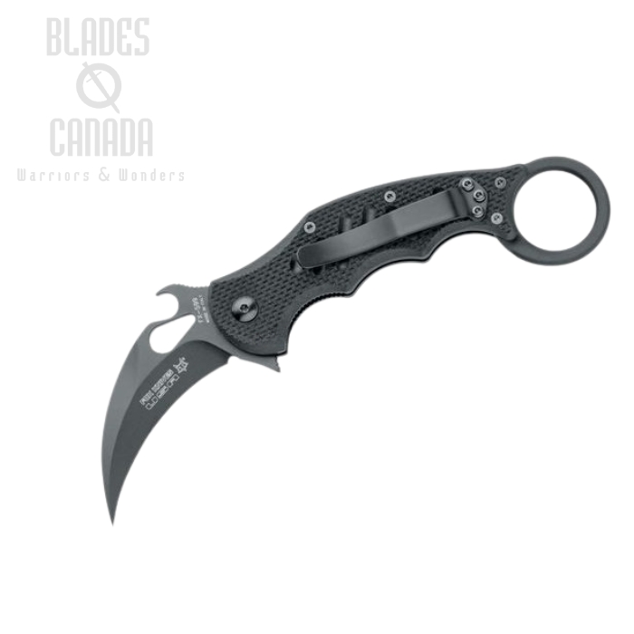 (image for) Fox Italy Black Karambit Folding Knife, Wave Opening, N690, G10 Black, FX-599