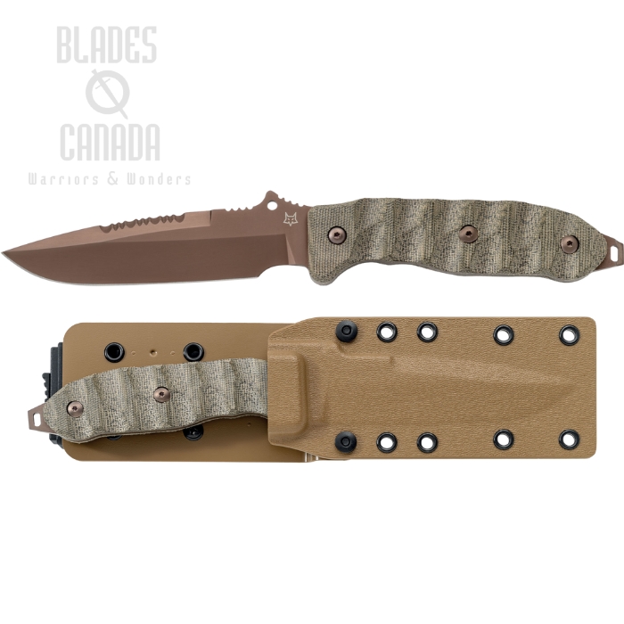 Fox Italy Audax Fixed Blade Knife, Becut Bronze, Micarta OD Green, Kydex Sheath, FX-615