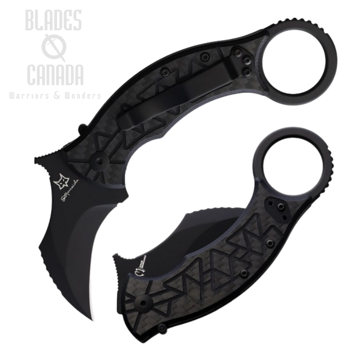 (image for) Fox Italy Tribal K Karambit Folding Knife, Bohler N690, G10 w/CF Onlay, FX-802CG10