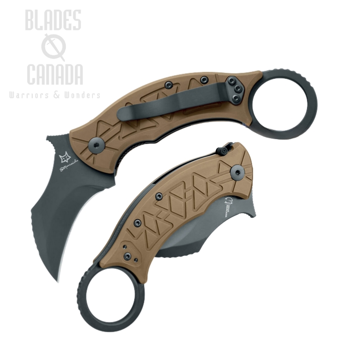 Fox Italy Tribal K Flipper Folding Karambit Knife, M390 Black, Titanium Bronze, FX-802 TiPVD (image for) Fox Italy Tribal K Flipper Folding Karambit Knife, M390 Black, Titanium Bronze, FX-802 TiPVD