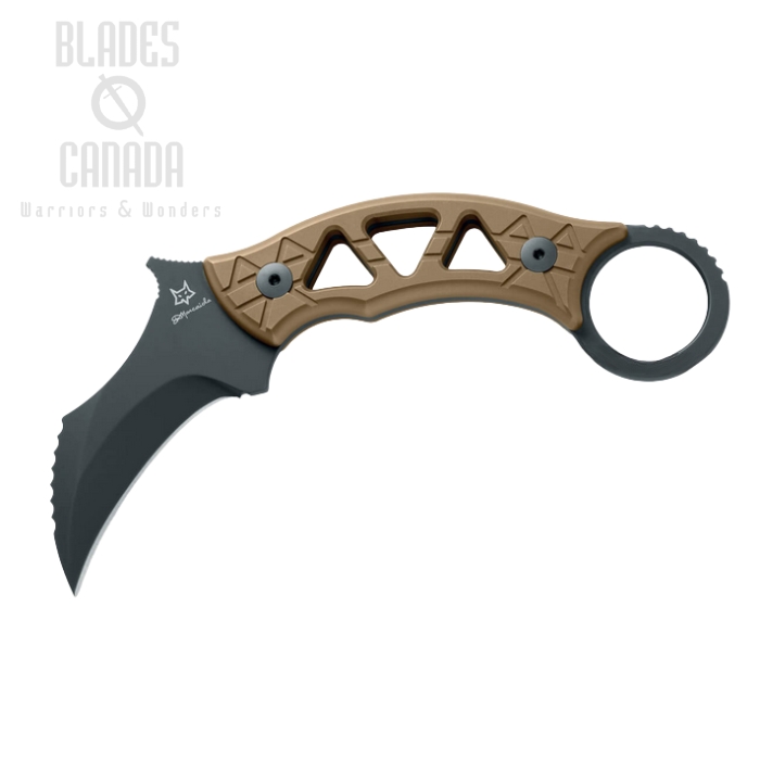(image for) Fox Italy Tribal K Fixed Blade Karambit Knife, M390 Black, Titanium Bronze, FX-803 TiPVD