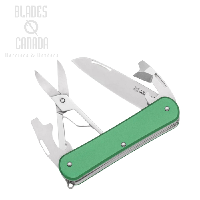 (image for) Fox Italy Vulpis Slipjoint Multitool Knife, N690, Aluminum Green, FX-VP130-F4 OD