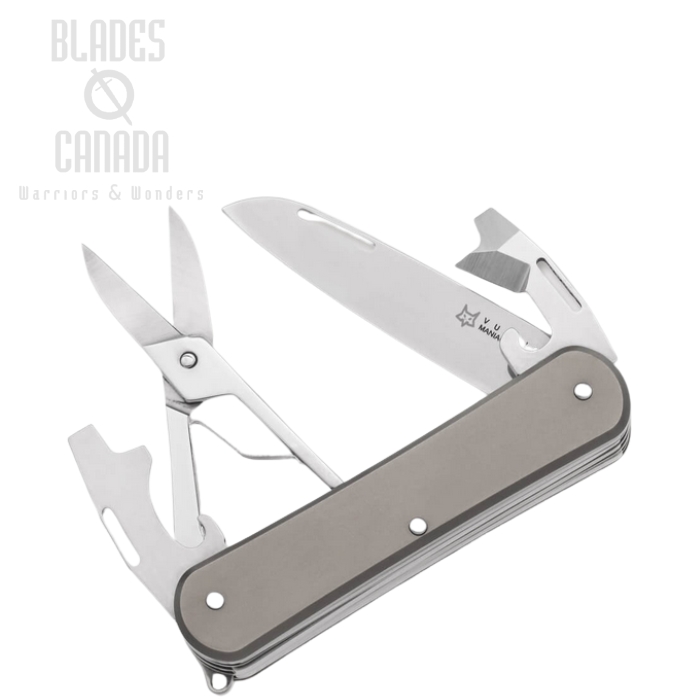 (image for) Fox Italy Vulpis 130-F4 Slipjoint Folding Knife Multitool, M390, Titanium, FX-VP130-F4 TI