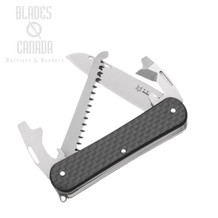 (image for) Fox Italy Vulpis Slipjoint Folding Multitool Knife, M390, Carbon Fiber, FX-VP130-S4 CF