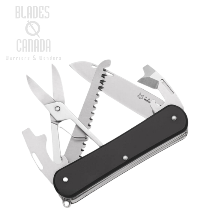 (image for) Fox Italy Vulpis Slipjoint Multitool Knife, N690, Aluminum Black, FX-VP130-SF5 BK
