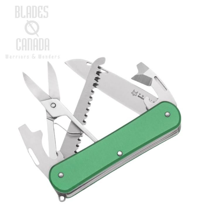 (image for) Fox Italy Vulpis Slipjoint Multitool Knife, N690, Aluminum Green, FX-VP130-SF5 OD