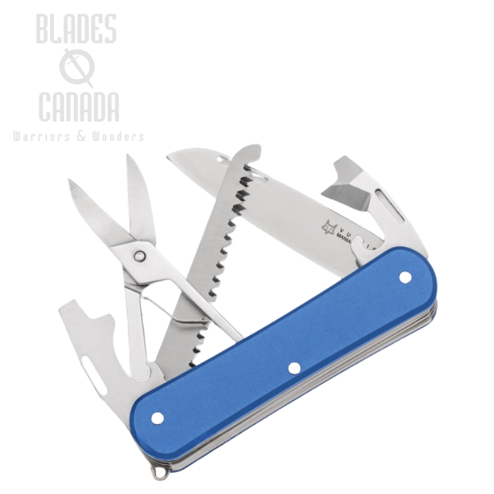 (image for) Fox Italy Vulpis Slipjoint Multitool Knife, N690, Aluminum Blue, FX-VP130-SF5 SB