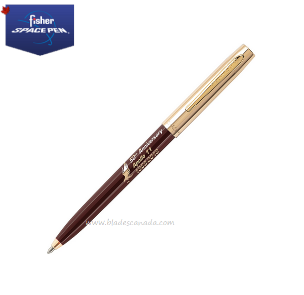 Fisher Space Pen Apollo 11 Cap-O-Matic Pen, 50th Anniversary Edition, Burgundy/Gold, FP7756G-50-BURG - Click Image to Close