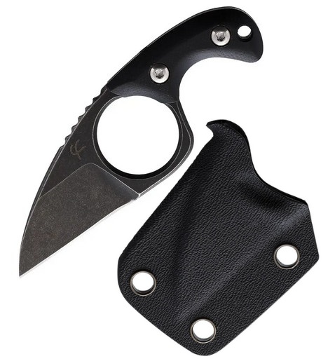 Fred Perrin Shorty Fixed Blade Neck Knife, 440 Black SW, G10 Black, FRD2001B
