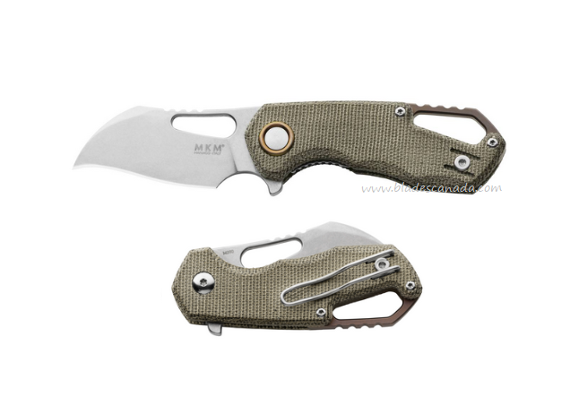 MKM Isonzo Flipper Folding Knife, M390 SW Hawkbill, Micarta Green, FX03M-1GC